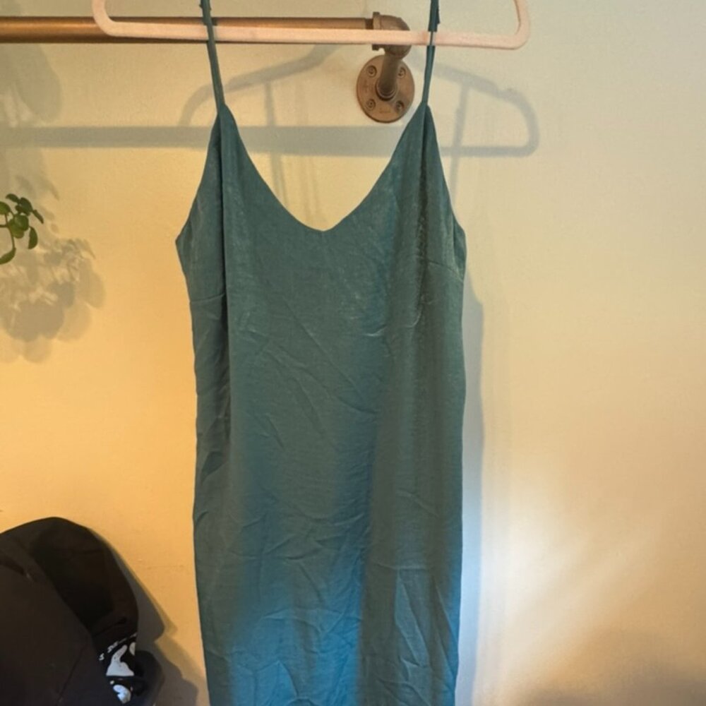 Self Contrast Camila Peacock Blue Slip Dress - Size M